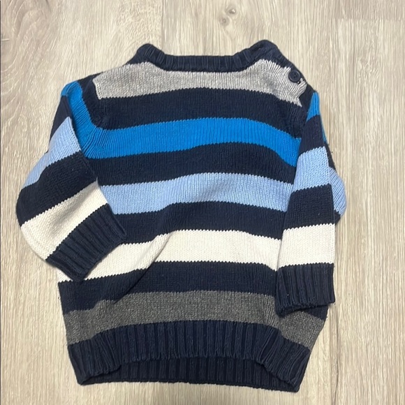 Blue and Gray Striped Sweatshirt with Nautical Vibes - Picture 1 of 1